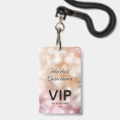 Chique Roze Quinceañera Uitnodiging VIP Pas Badge (Voorzijde met lanyard)