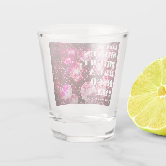 Chique roze Retro Disco Balls Pas getrouwd Bruilof Shot Glas (Achterkant)