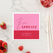 Chique roze rode Bon Appétit script verjaardag Servet (Insitu)