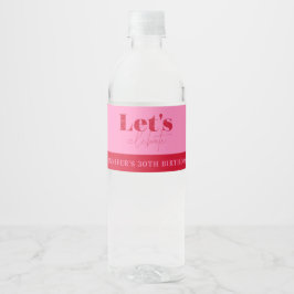 Chique Roze Rode Laten we Verjaardag vieren Waterfles Etiket