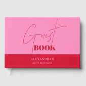 Chique Roze Rode Script Verjaardag Bedankt Gastenboek (Voorkant)