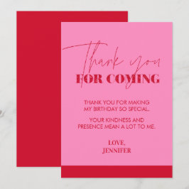 Chique Roze Rood Glitter Handschrift Bedankkaart