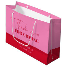 Chique Roze Rood Script Verjaardag Bedankt