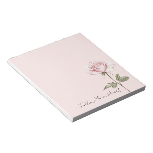 Chique Roze Roos Bloem Notitieblok (Schuin)