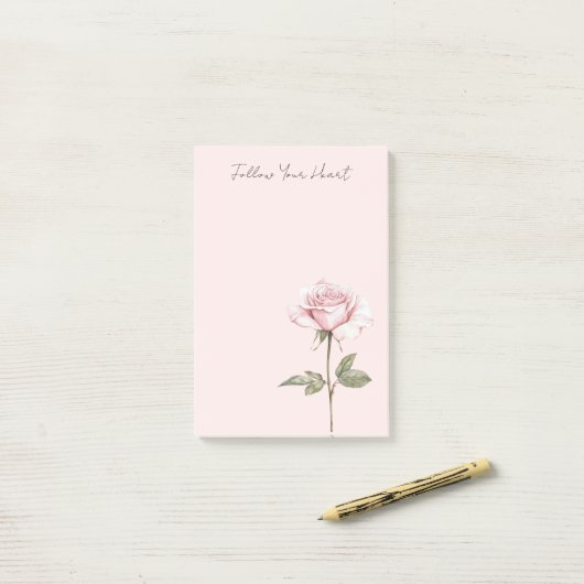 Chique Roze Roos Bloem Post-it® Notes (Op bureau)