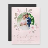 Chique roze roos bloemenbruiloft foto dank u (Voorkant / Achterkant)