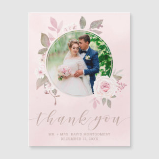 Chique roze roos bloemenbruiloft foto dank u