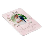 Chique roze roos bloemenbruiloft foto dank u magneet (Rechterzijde)