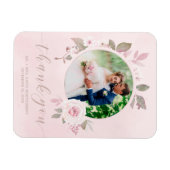 Chique roze roos bloemenbruiloft foto dank u magneet (Horizontaal)