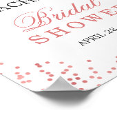 Chique Roze Roos Bloemrijke Confetti Bruidsdouche Poster (Hoek)