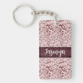 Chique roze roos blush glitterig marmer gepersonal sleutelhanger