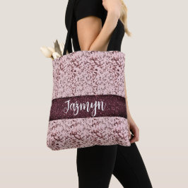 Chique roze roos blush glitterig marmer gepersonal tote bag