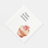 Chique Roze Roos Cupcake Verjaardag Servet (Hoek)