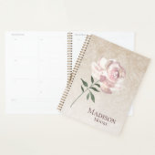 Chique roze roos naam gepersonaliseerd planner (Display)