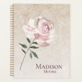 Chique roze roos naam gepersonaliseerd planner (Voorkant)