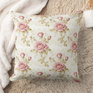 Chique Roze Roos Vintage Shabby CottageCore Kussen
