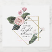 Chique Roze Rose Bloemen Goud Lijst Vrijgezellenfe Sparkling Wijnetiket (Enkel label)