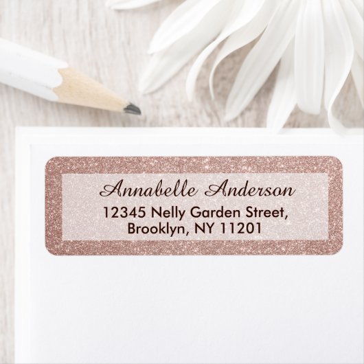 Chique roze rose goud glitter sparkle gepersonalis etiket (Insitu)