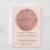 Chique Roze Roségoud Glitter Polygon Geo Trouwdag Kaart (Voorkant)