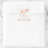 Chique Roze Roze Bloemen Baby Bruidsdouche Verjaar Vierkante Sticker (Tas)