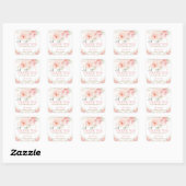 Chique Roze Roze Bloemen Baby Bruidsfeest Verjaard Vierkante Sticker (Vel)