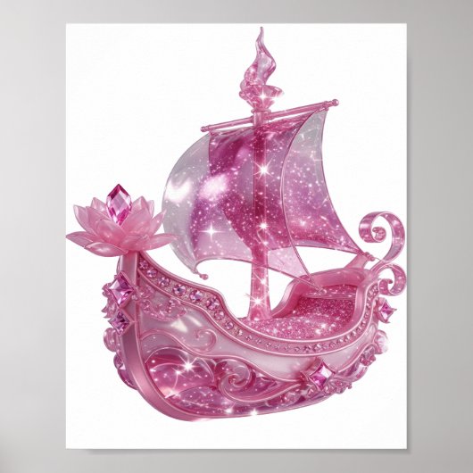 Chique Roze ROZE GLITTERIGE SHIP Poster (Voorkant)