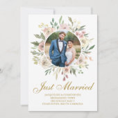 Chique Roze Roze Gouden Bloem Bruidsfotografie Tro Aankondiging (Voorkant)