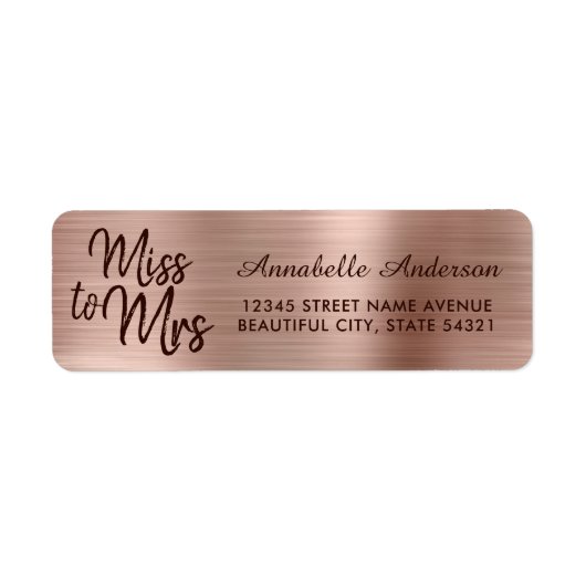 Chique Roze Roze Gouden Metaal Folie Glans Miss to Etiket (Voorkant)