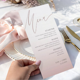 Chique Roze Roze Gradiënt Trouw Dinner Menu