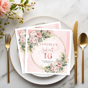 Chique Roze Roze Groene Sweet Sixteen Servetten