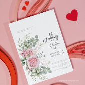 Chique roze roze pioen bloemrijke elegantie bruilo kaart