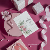 Chique roze roze pioen bloemrijke elegantie bruilo kaart