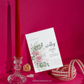 Chique roze roze pioen bloemrijke elegantie bruilo kaart