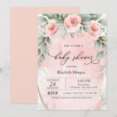 Chique Roze Rozen Baby Shower Kaart (Voorkant / Achterkant)