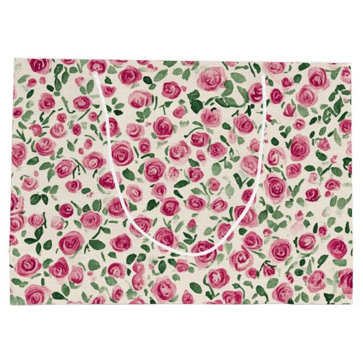 Chique Roze Rozen Bloemige Bruiloftsdouche Groot Cadeauzakje (Achterkant)