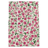 Chique Roze Rozen Bruiloft Feest Medium Cadeauzakje (Achterkant)