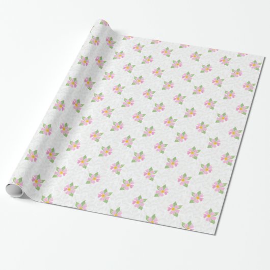 Chique roze Rozen, getextureerd wit inpakpapier (Uitgerold)