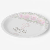 Chique Roze Rozen Tuin Bloem Meisje Doopfeest Papieren Bordje (Gekanteld)