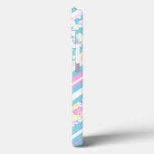 Chique roze rozen, turquoise strepen: iPad Case (Achterkant / Links)