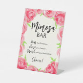 Chique Roze Rozen Vrijgezellenfeest Mimosa Bar Reclamebord Met Voetstuk (Voorkant)
