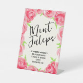 Chique roze rozen Vrijgezellenfeest Mint Juleps Reclamebord Met Voetstuk (Voorkant)