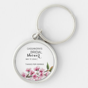 Chique Roze Sakura Bloemachtige Bruiloftsdank Je Sleutelhanger
