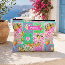 Chique roze Siciliaanse citrus collage bloemtegels
