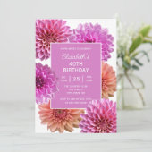 Chique Roze Sinaasappel Dahlia Floral 40e verjaard Kaart (Staand voorkant)