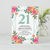 Chique roze Sinaasappels lentebloem 21e verjaardag Kaart (Staand voorkant)