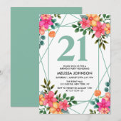 Chique roze Sinaasappels lentebloem 21e verjaardag Kaart (Voorkant / Achterkant)