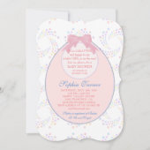 Chique roze slab lint meisje BABY SHOWER uitnodigi Kaart (Voorkant)
