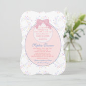 Chique roze slab lint meisje BABY SHOWER uitnodigi Kaart (Staand voorkant)