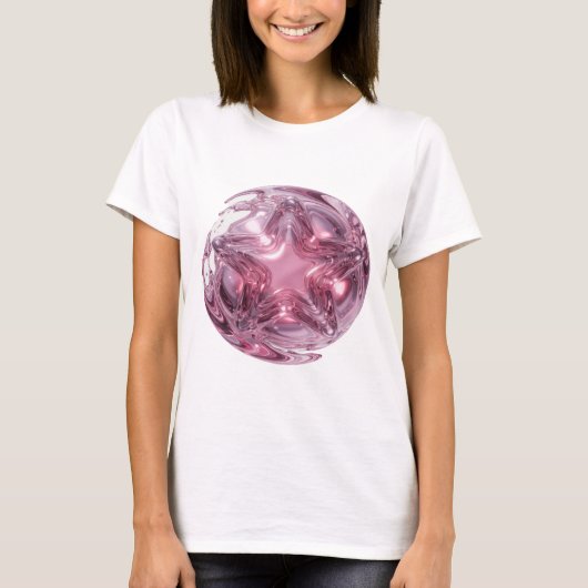 Chique Roze STAR BALL Statement Design T-shirt (Voorkant)