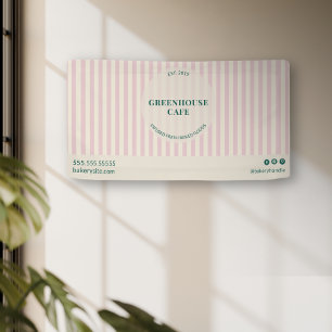 Chique Roze Strepen Eenvoudige Bakkerij Naam Evene Spandoek